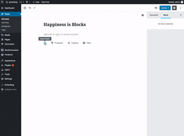 woocommerce gutenberg